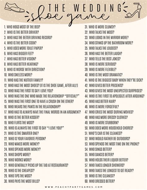 shoe game|75+ Best Shoe Game Wedding Questions & How to Play .